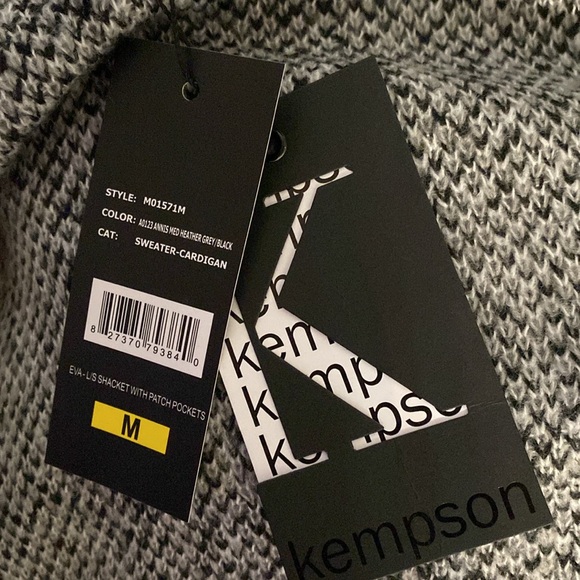 Kempson Sweater Cardigan, Black, Grey & White Plaid w/ Front Button Pockets, M - Picture 9 of 9